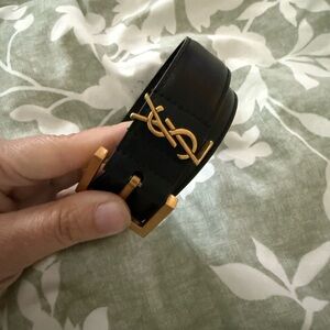 Yves Saint Laurent Black Belt with Gold Buckle
